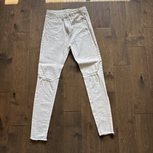 Women’s Wild Fable White Jeans Cut Off Distressed Size 6 High Rise Skinny